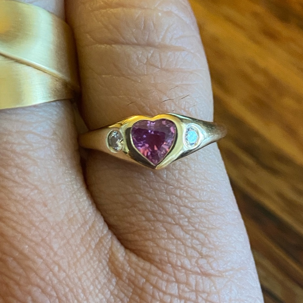 Brent Neale Diamond Sapphire 18k Heart Ring size 4